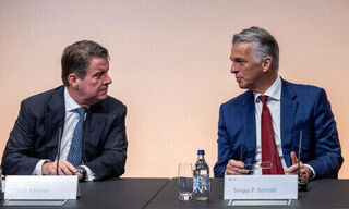 Präsident Kelleher (l), CEO Ermotti. (Bild: Keystone)