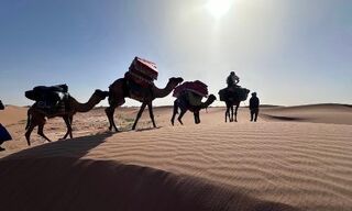 Eine Trekking-Gruppe in der Erg Chagaga-Wüste. (Bild: finews.ch)